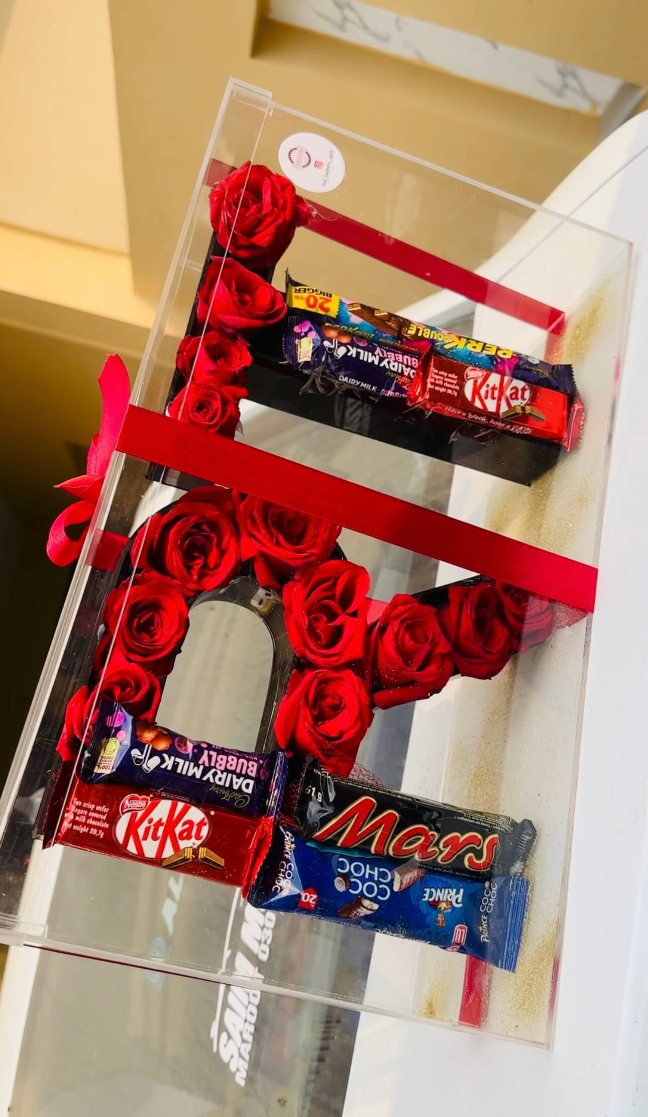 Large acrylic box with customized alphabets